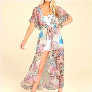 NWT Venus Floral & Paisley Sheer Kimono Swim Cover-Up – Size Large